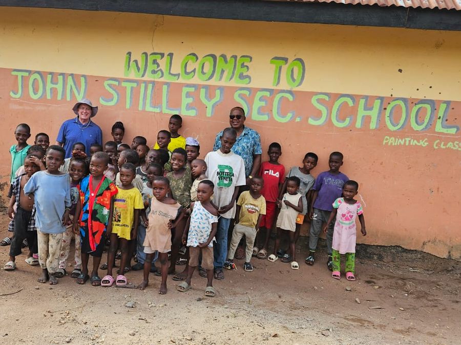 Children outside John Stilley Secondary School